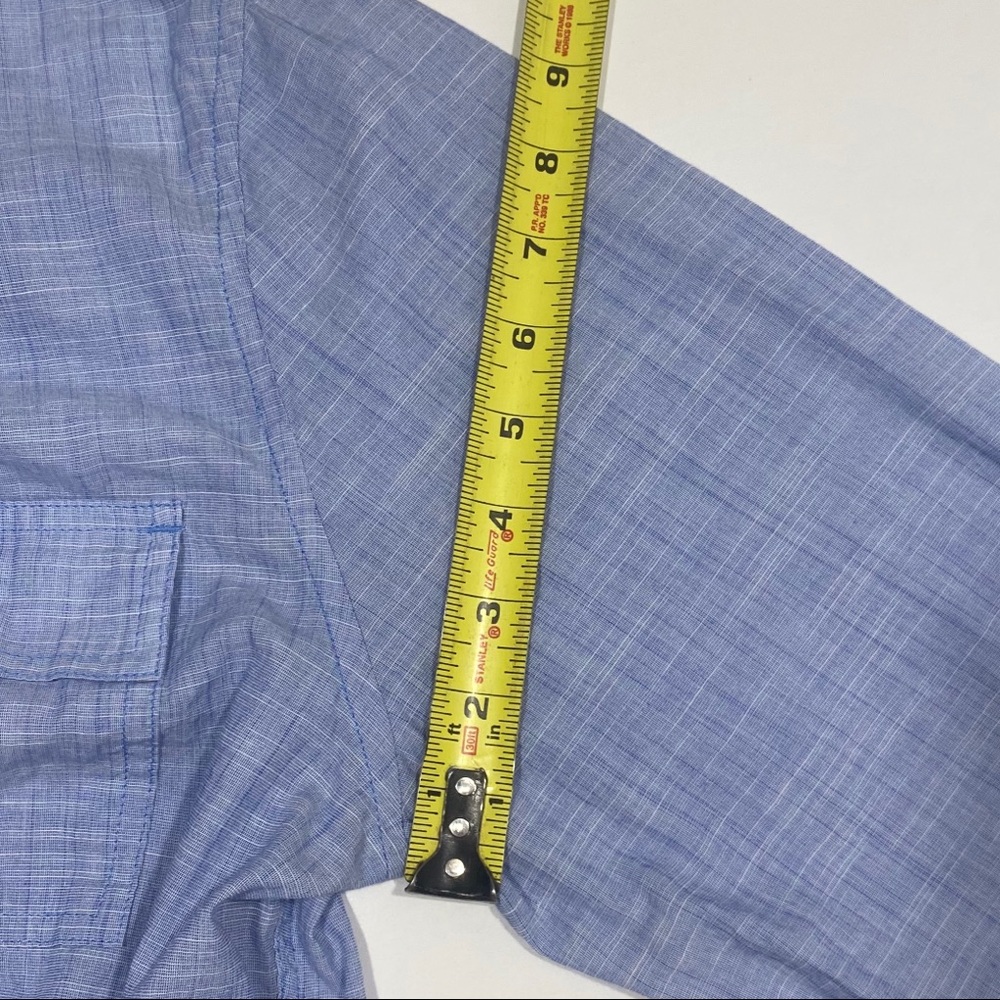 2/30 Guess Mens Lightweight Half Button Down Pullover Collared Shirt Denim Look - Picture 13 of 13